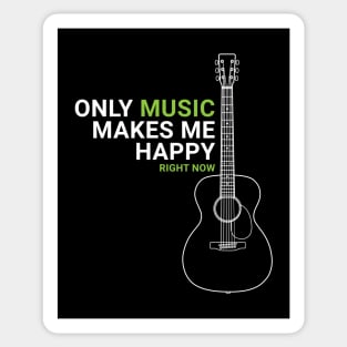 Only Music Makes Me Happy Acoustic Guitar Outline Sticker